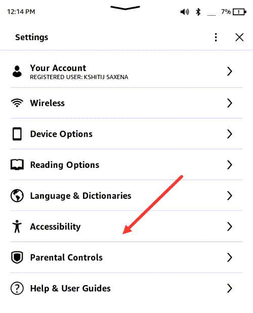 Kindle Accessibility Settings