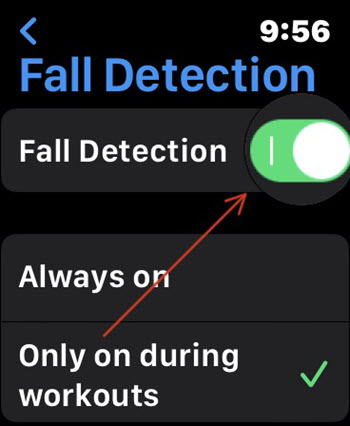 Apple Watch Fall Detection setting