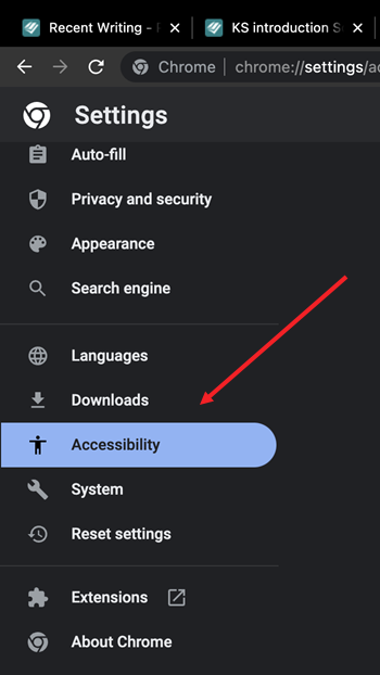 Chrome Accessibility