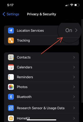 Disable Location Tracker in iPhone