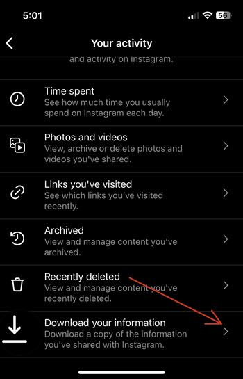 Download Instagram data