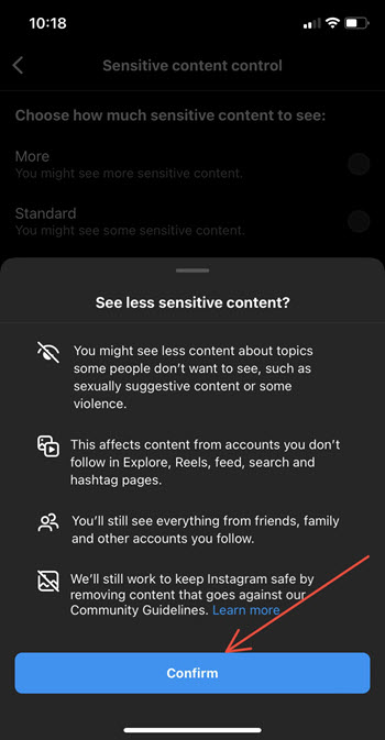 Less sensitive content