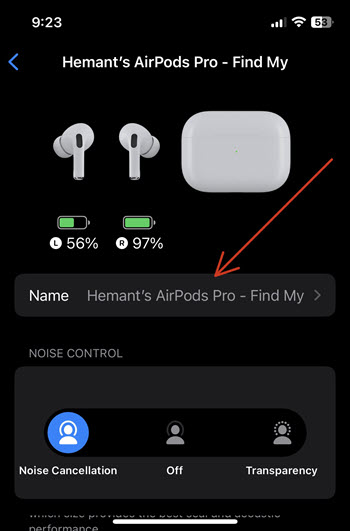 Rename AirPods Pro