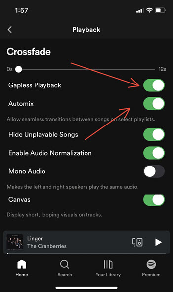 Spotify Gapless Playback