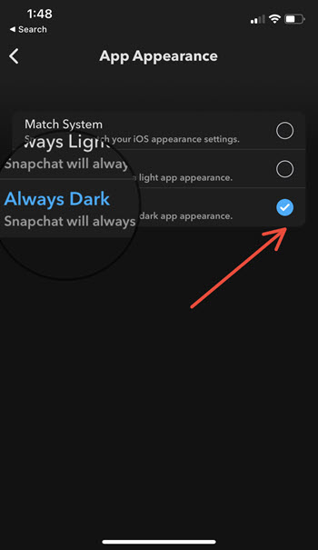Dark theme for Snapchat