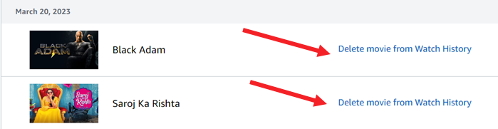 Delete Prime Video Watching History