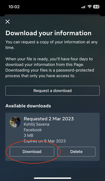 Download your Facebook data