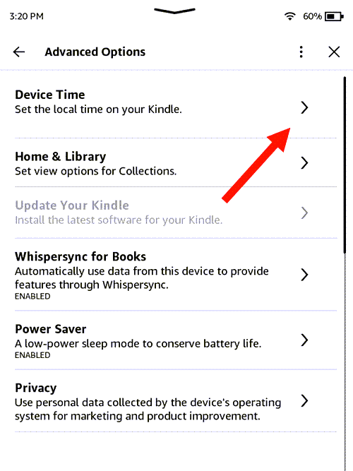 Kindle Device Time entry