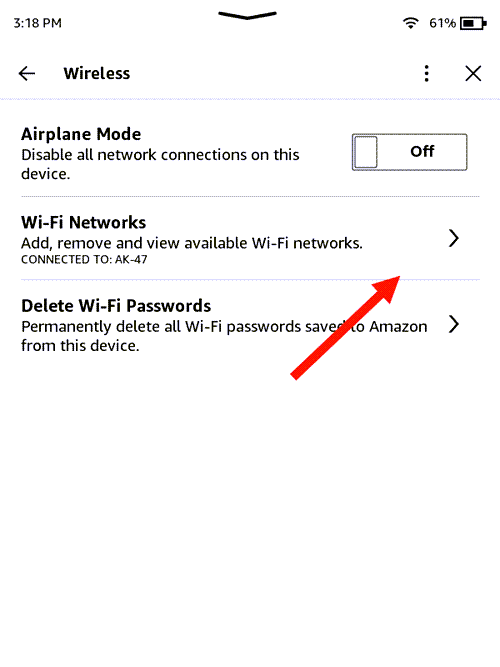 Kindle Connected to WiFi