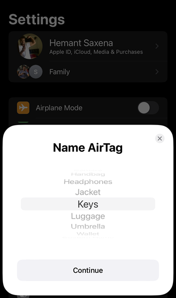Name AirTag