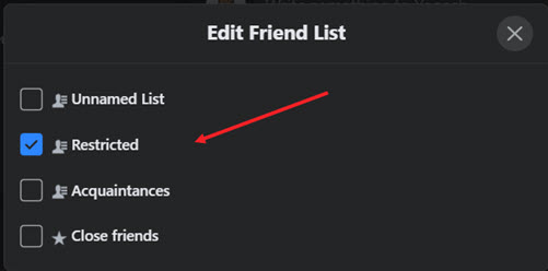 Restrict Facebook Friends