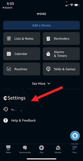 Alexa App Settings Icon