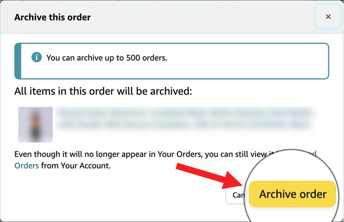 Amazon Archive order Button