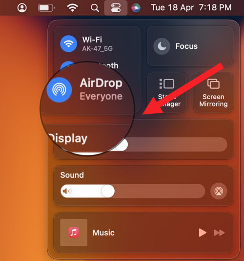 Apple's AirDrop on MacBook