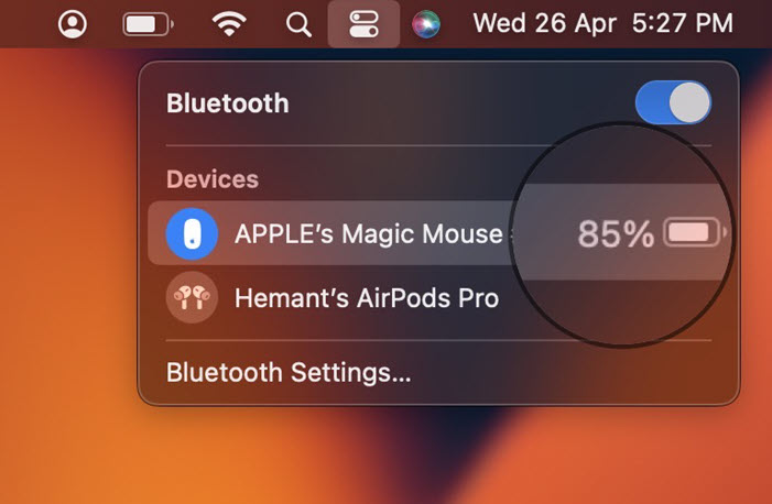 Battery Percentage in Magic Mouse