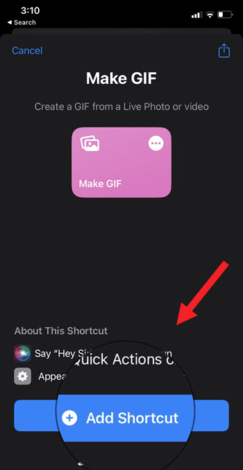Make GIF on an iPhone Shortcut