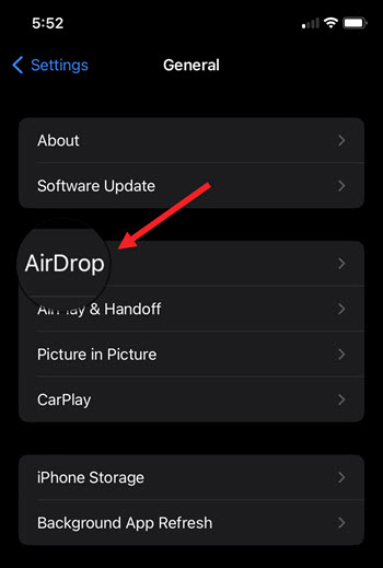 iPhone AirDrop Settings