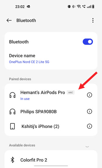 AirPods connected to Android Smartphone