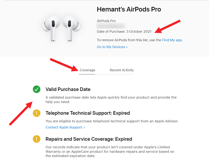 Check AirPods Pro Warranty