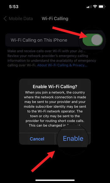 Enable Wi-Fi Calling on iPhone