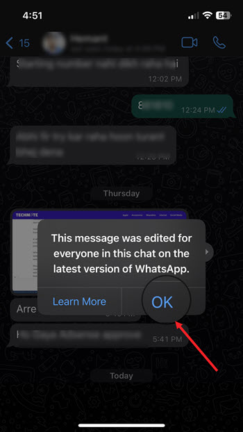 WhatsApp Edited Message Prompt