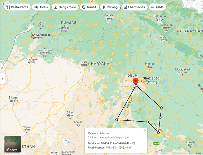 Calculate distance on Maps