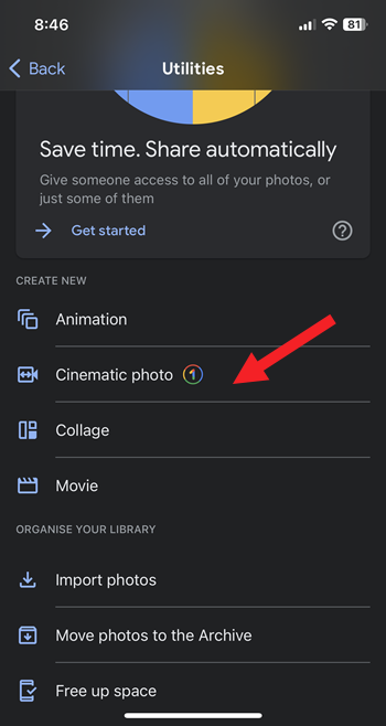 Cinematic Photo upgrade in Google Photos