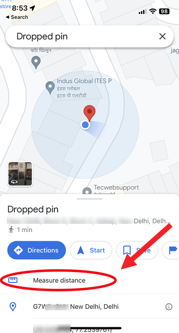 Google Maps Measure Distance option