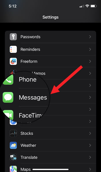 Messages App settings