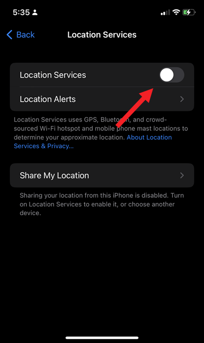 Enable Location Services iPhone