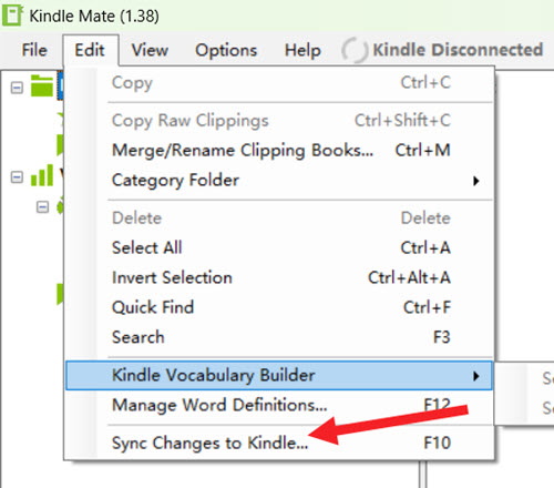 Sync Changes to Kindle.