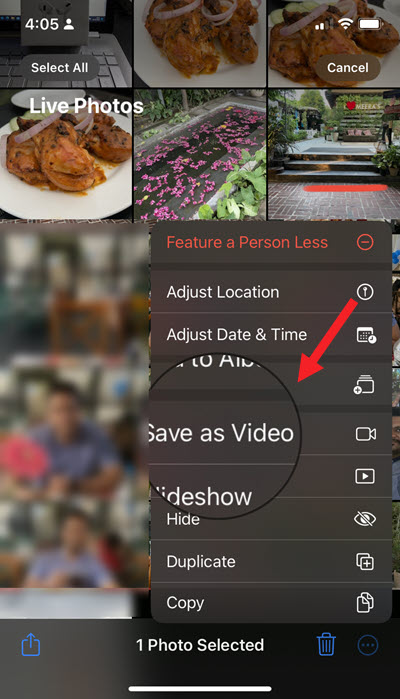 Turn a live photo into video