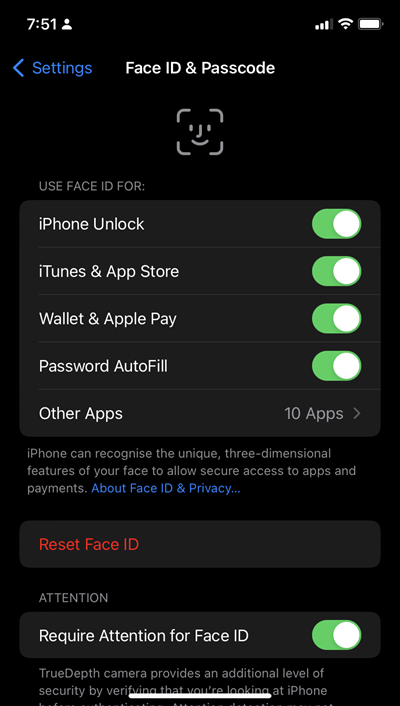 Use Face ID for apps