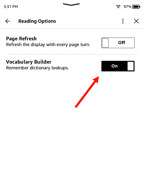 Vocabulary Builder in Kindle On