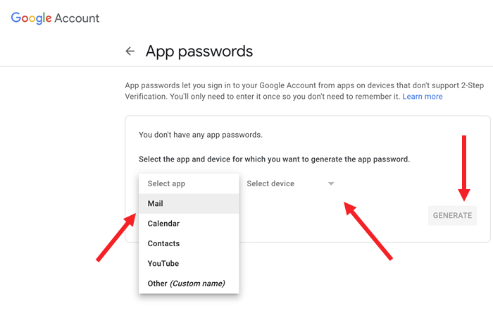 Generate App Password