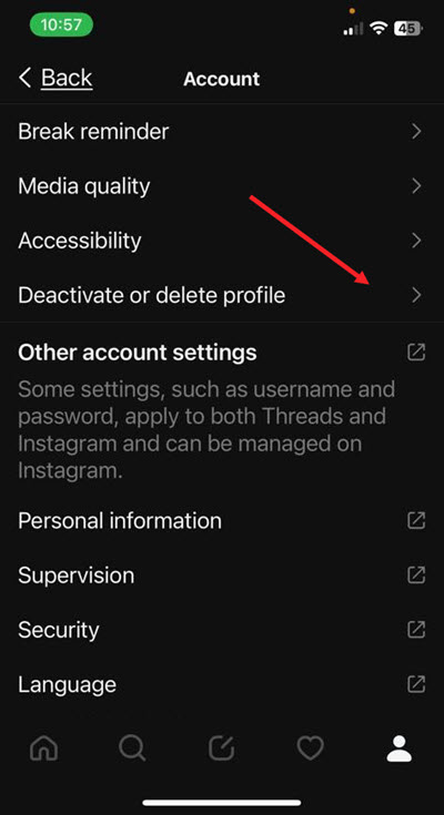 Deactivate or delete profile