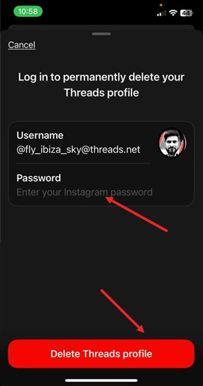 Delete Threads profile separately from Instagram