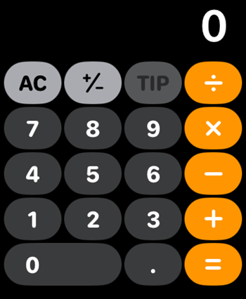 Tip Button on Calculator app