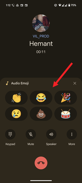 Audio Emoji in Google Phone app