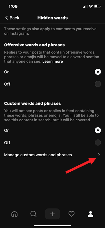 Manage Custom Words and Phrases Threads