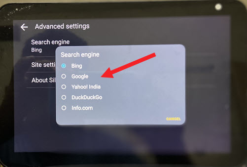 Change Echo Show Search Engine to Google