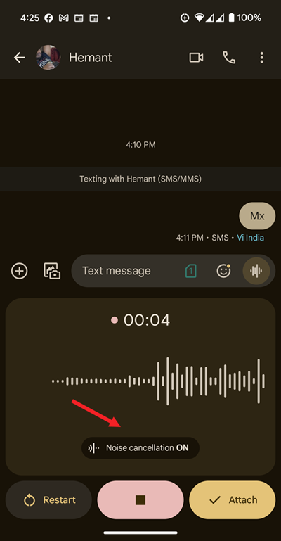Google Messages Noise Cancellation