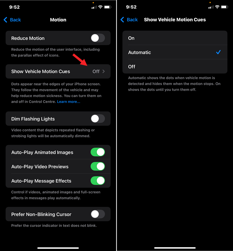 Vehicle Motion Cues for iOS