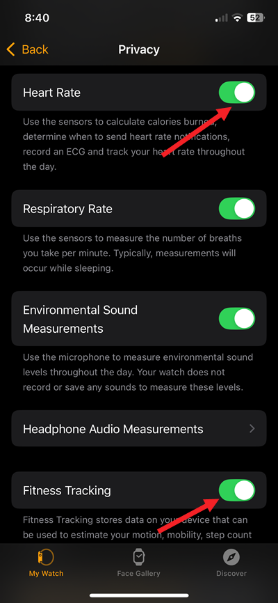 Show heart rate data on Apple Watch