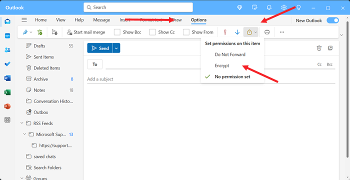 Encrypt email in Outlook