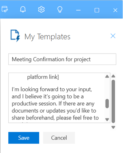 Outlook email template message