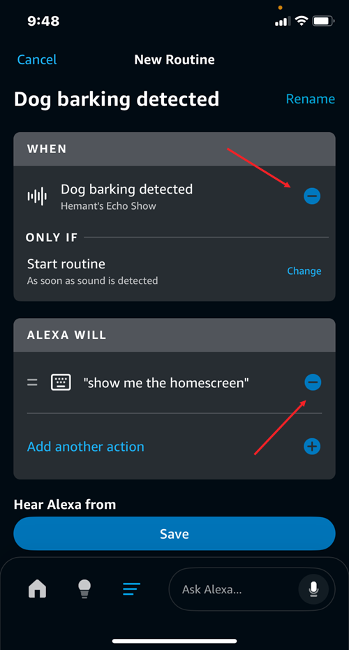 Show Me Home Screen message alexa routine Show Me Home Screen message alexa routine