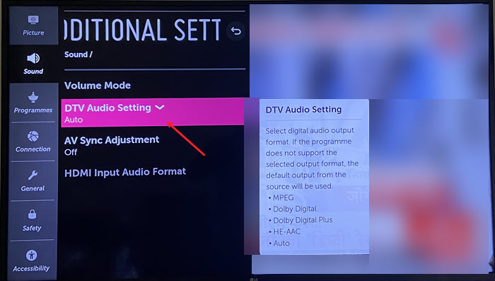 DTV Audio Setting DTV Audio Setting
