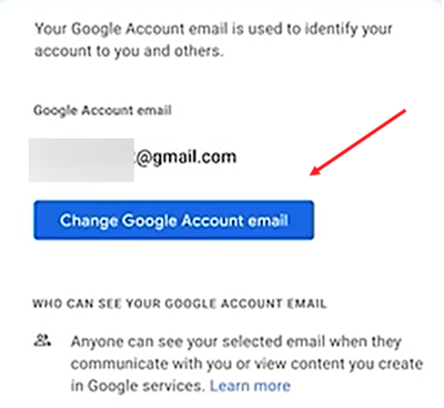 Change your old gmail username button