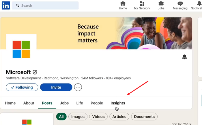 LinkedIn Insights tab